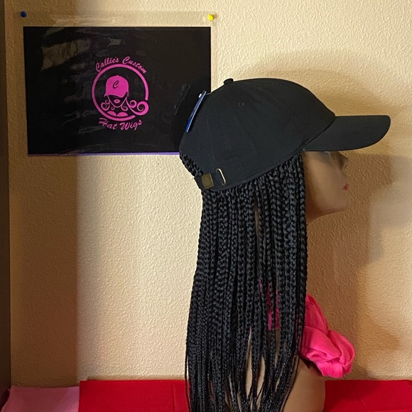 New black adjustable hat small box braids - Picture 2 of 8